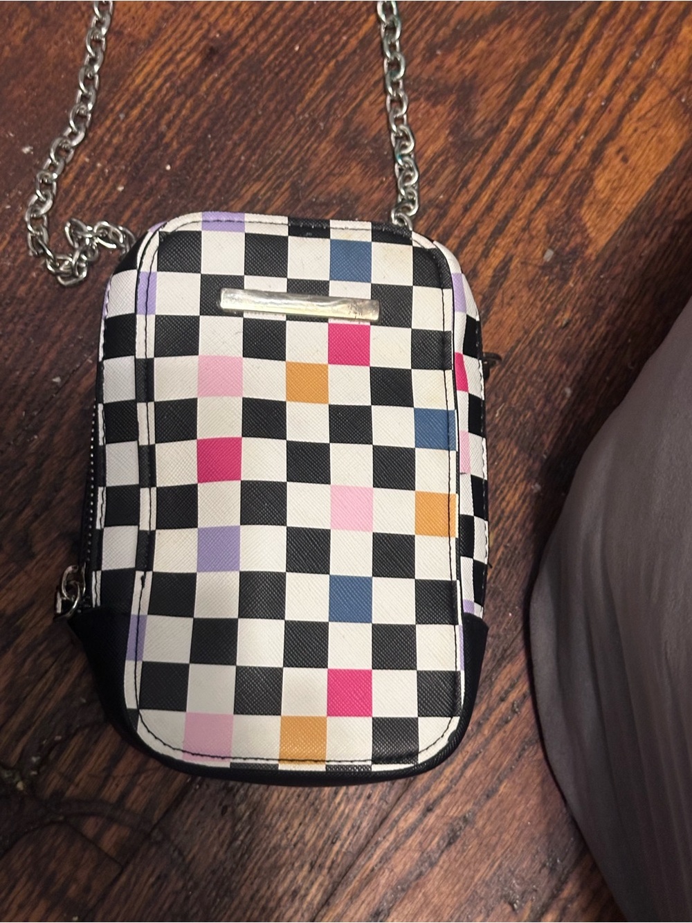 Colorblock Checkerboard Mini Crossbody Bag in Black & Multicolor